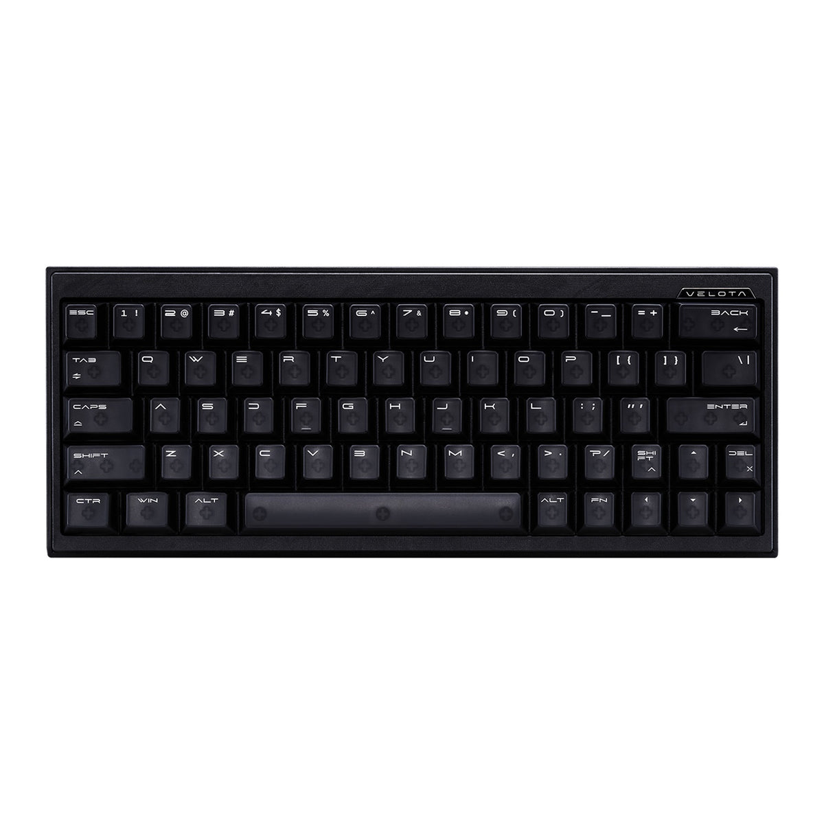 Black Velota FUZZY 60/63 V2 mechanical keyboard with compact 60/63 layout