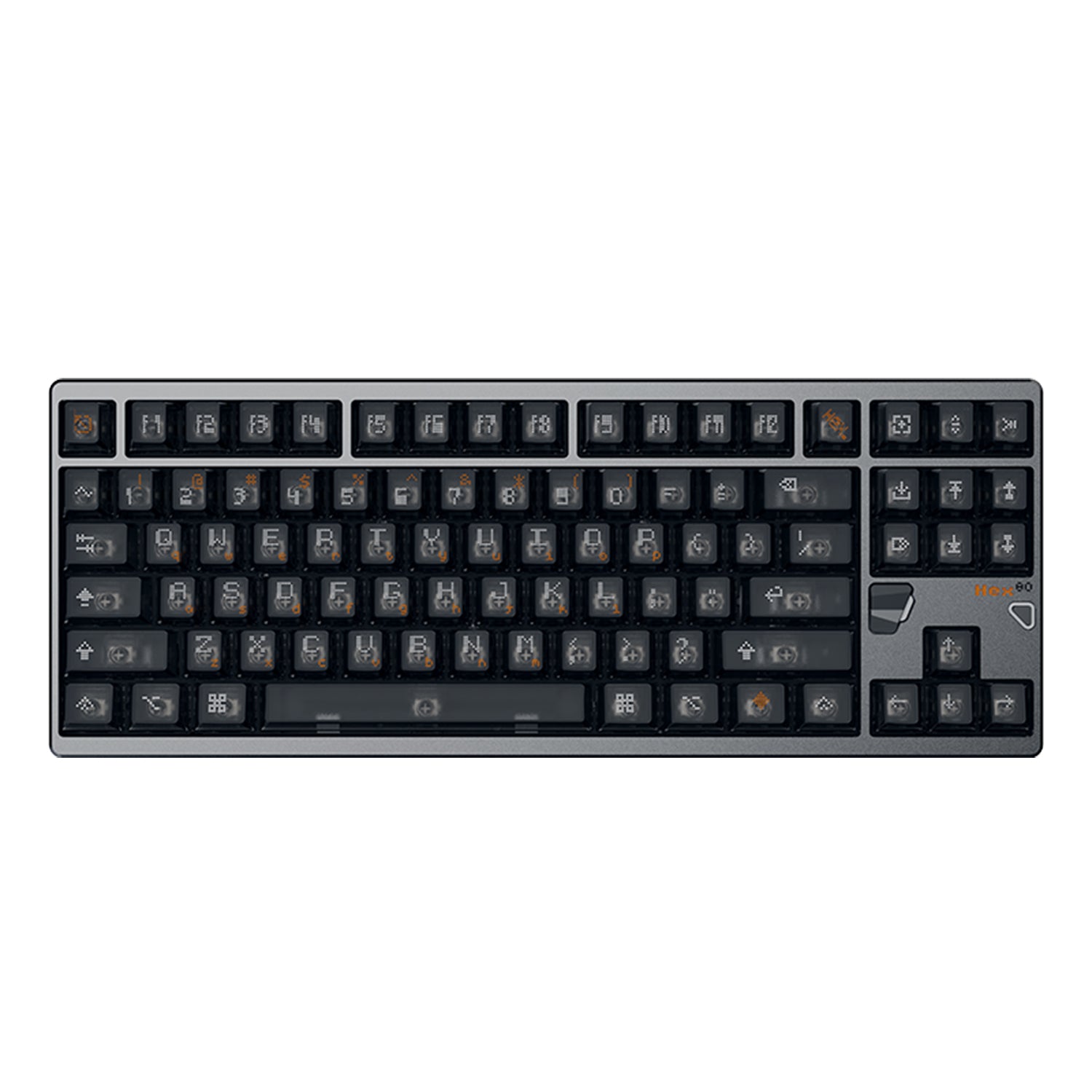 ATK × QK Hex80 TKL keyboard with Frosted PC, Cherry profile keycaps and aluminum case.