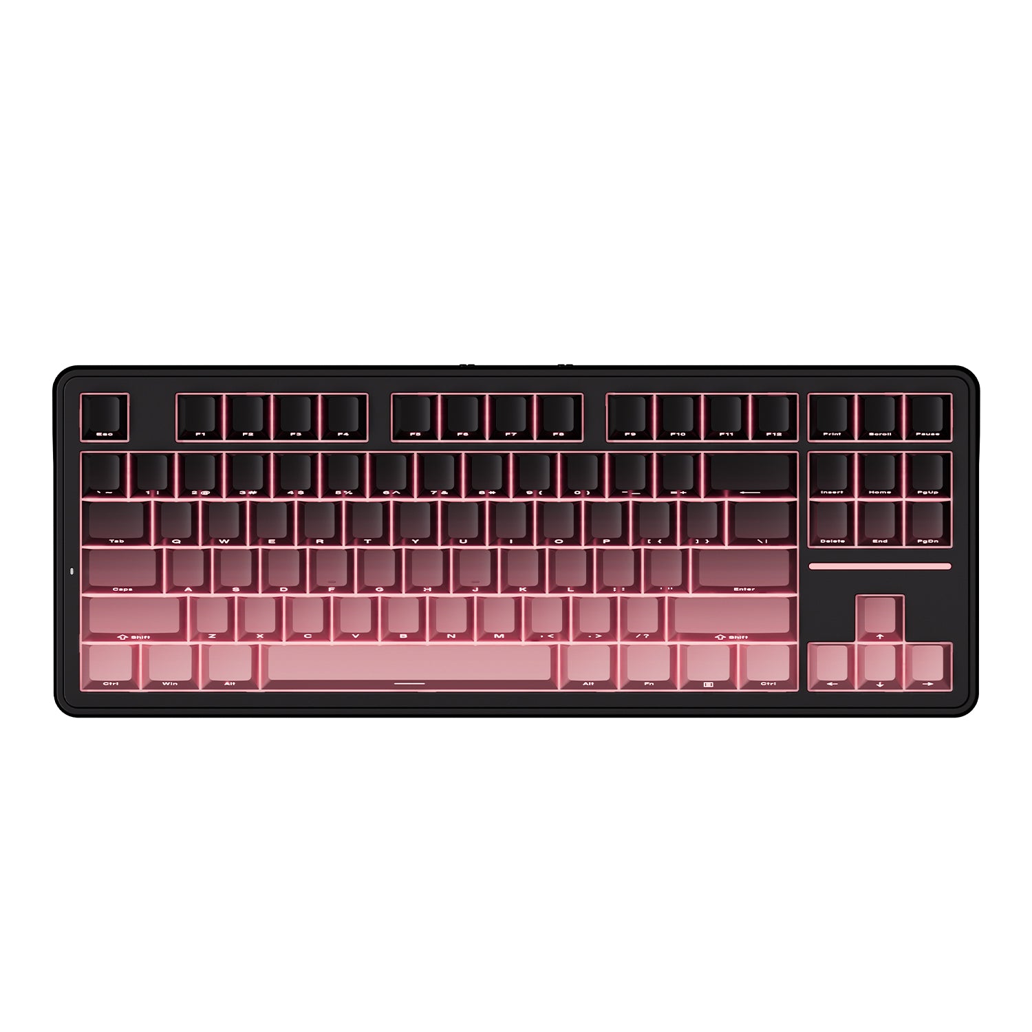 ATK A87 Wireless Mechanical Gaming Keyboard in black with pink keycaps and south-facing RGB lighting.
