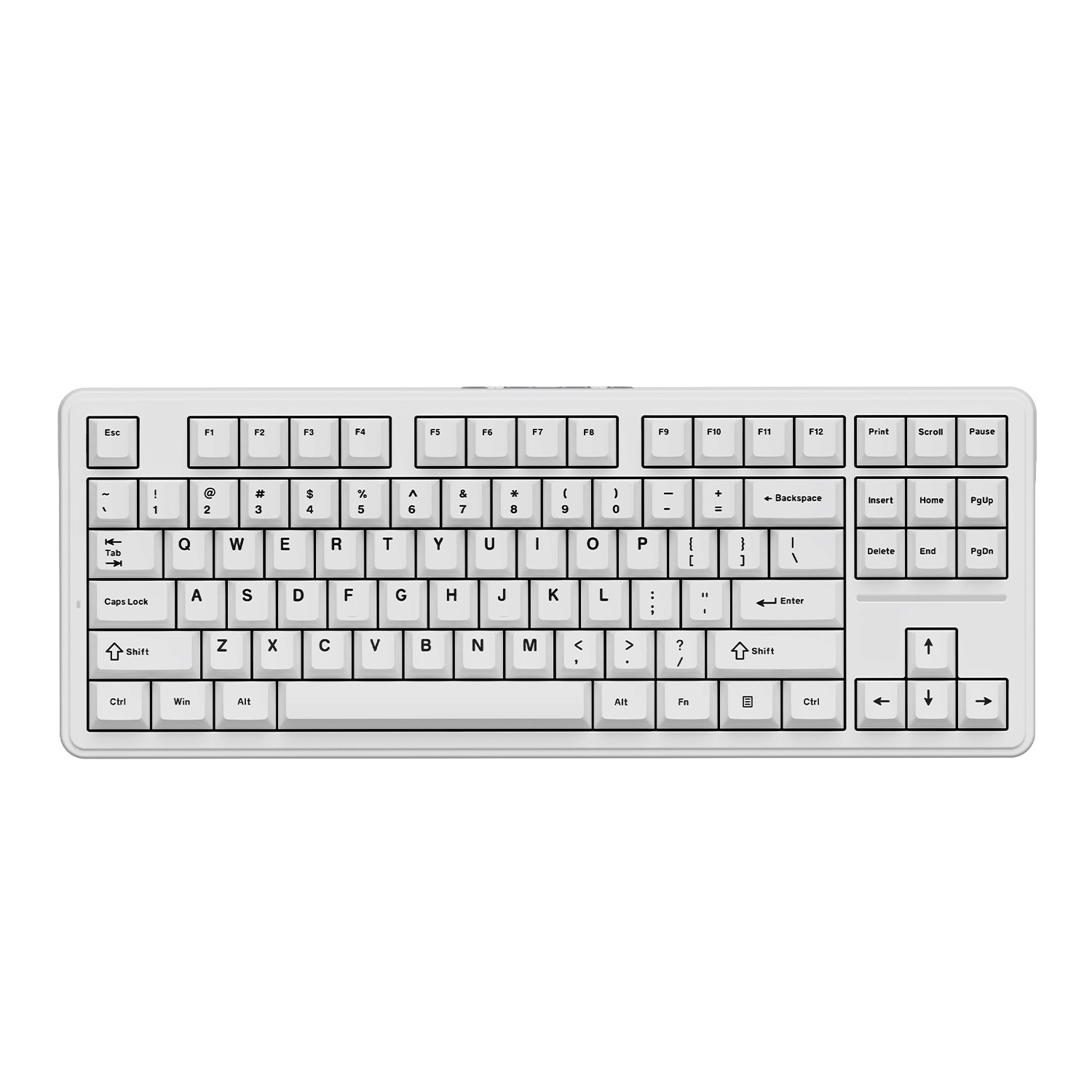 ATK A87 TKL wireless gaming keyboard in cloud white with south-facing ARGB lighting.