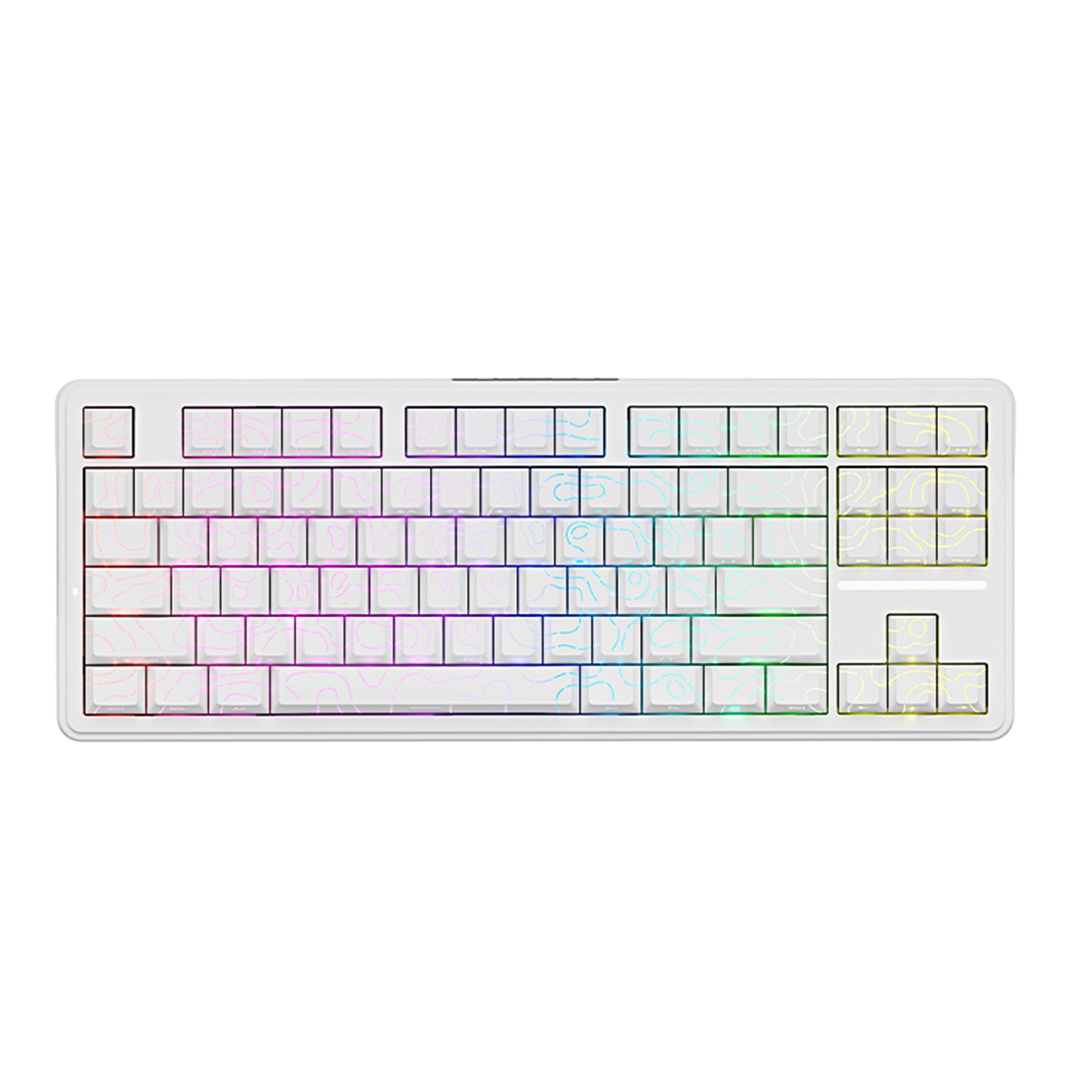ATK A87 TKL white mechanical keyboard with colorful contour keycaps and RGB lighting