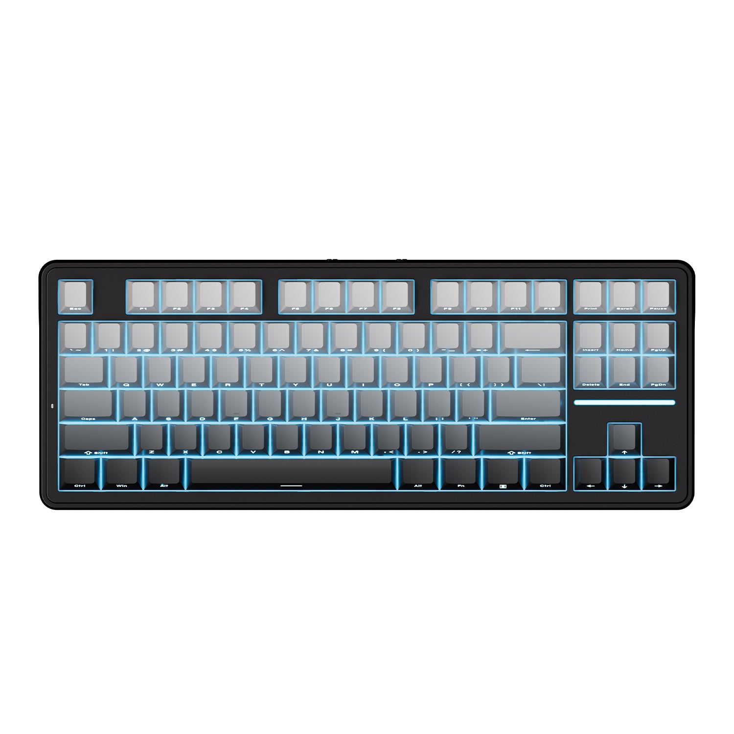 ATK A87 Wireless TKL mechanical gaming keyboard, black with blue backlighting, 80% layout.