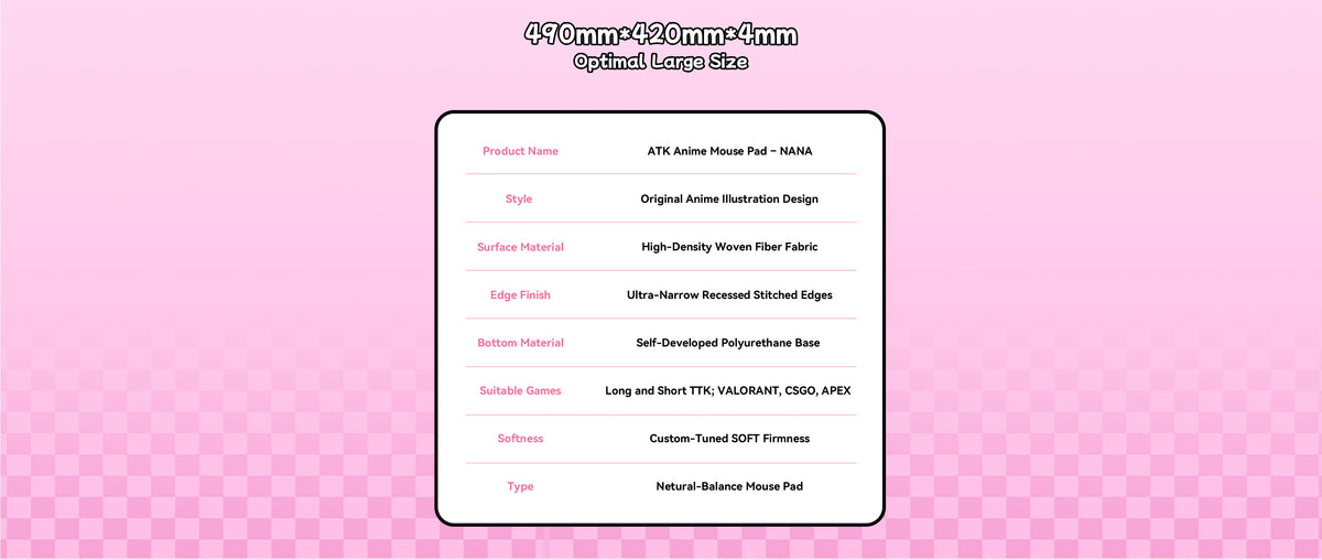 Anime Mouse Pad NANA | Soft 490x420mm Recessed Edge