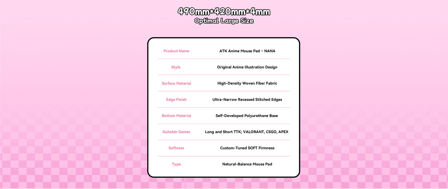 Anime Mouse Pad NANA | Soft 490x420mm Recessed Edge