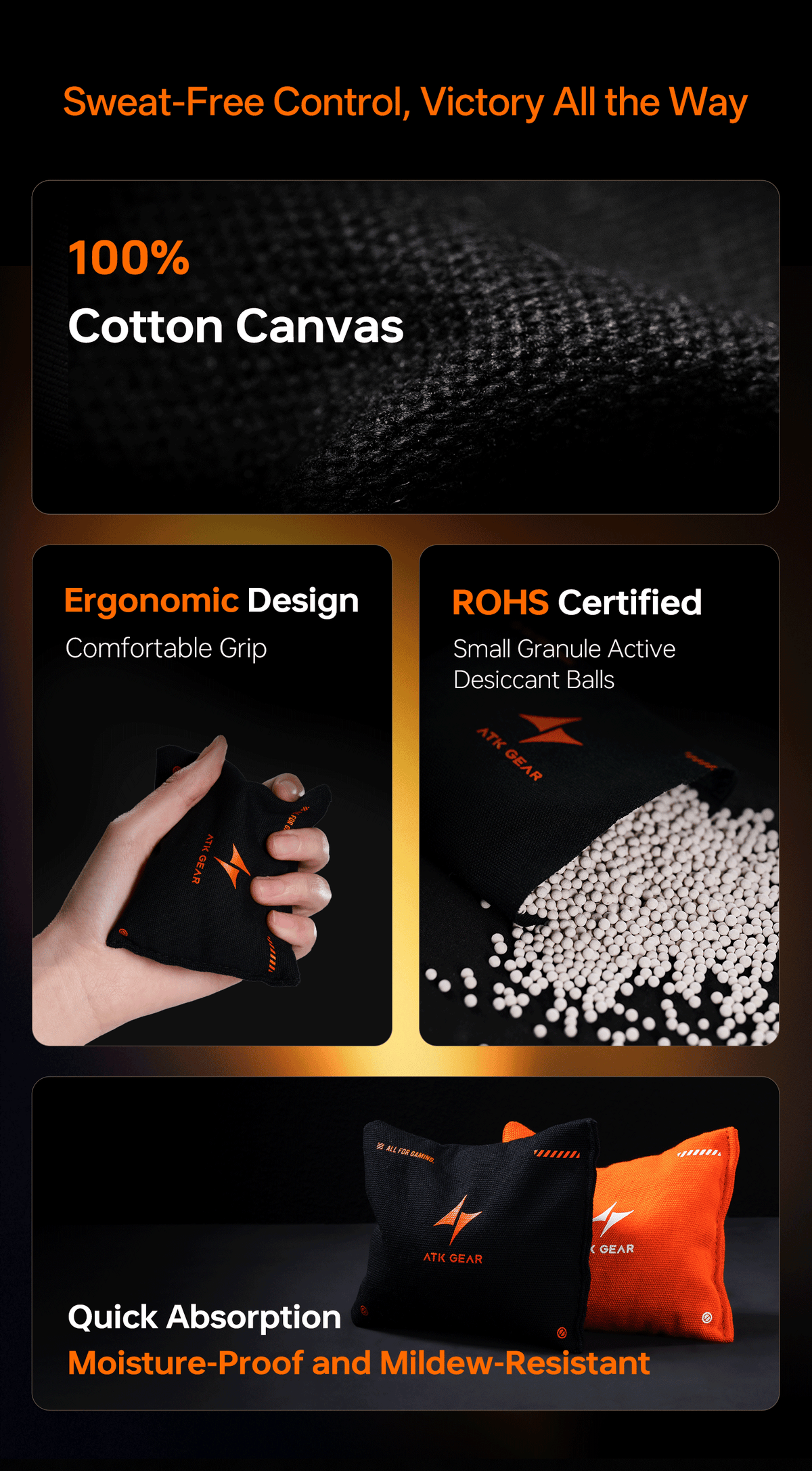 Handheld Sweat Bag | Cotton Canvas Desiccant 100×85×20mm – ATK Gaming Gear