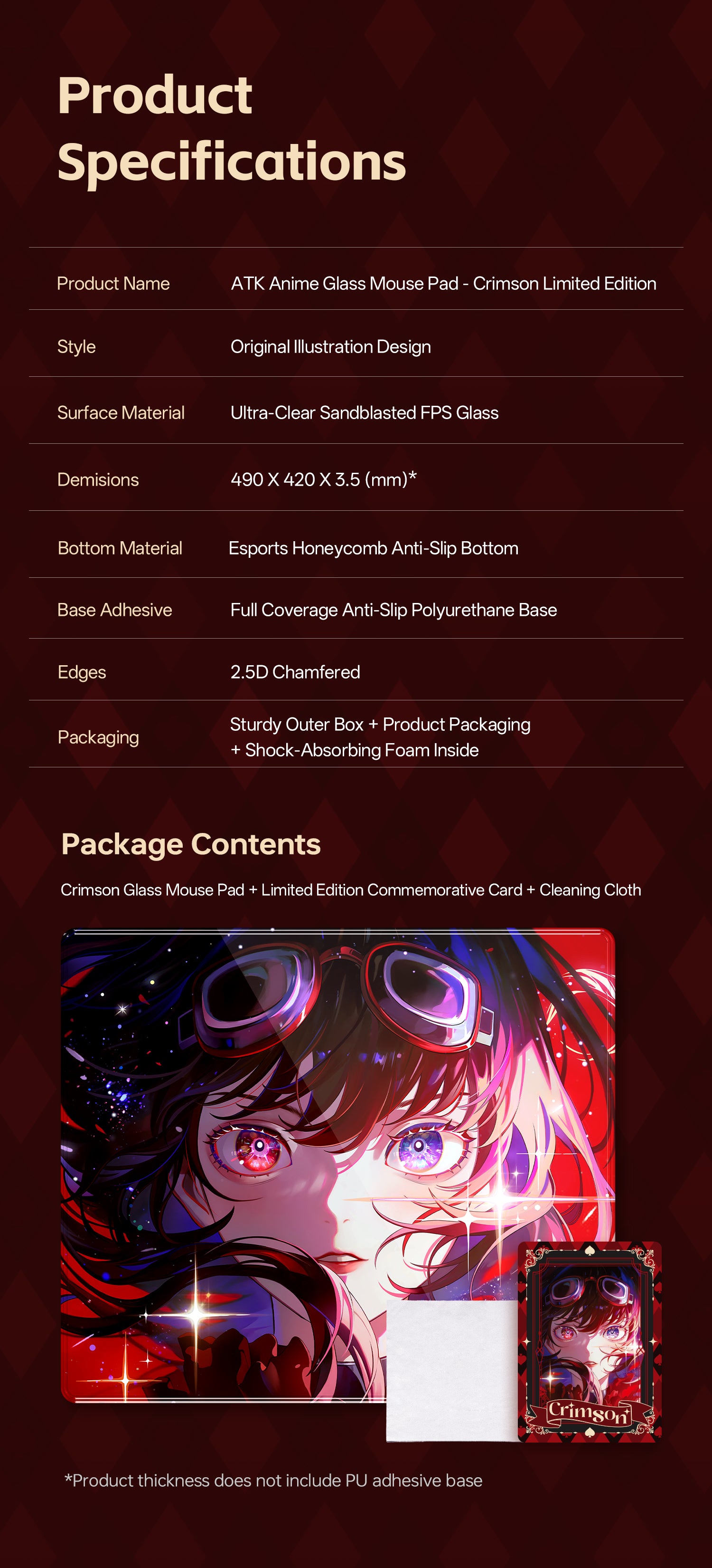 ATK Tempered Glass Mouse Pad - Crimson Limited Edition – ATK