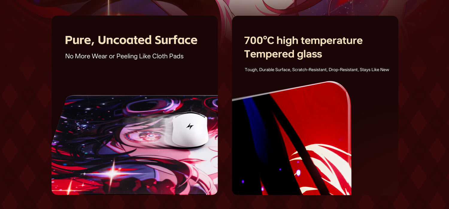 Tempered Glass Mouse Pad | Micro-Etched Anti-Slip 490x420mm