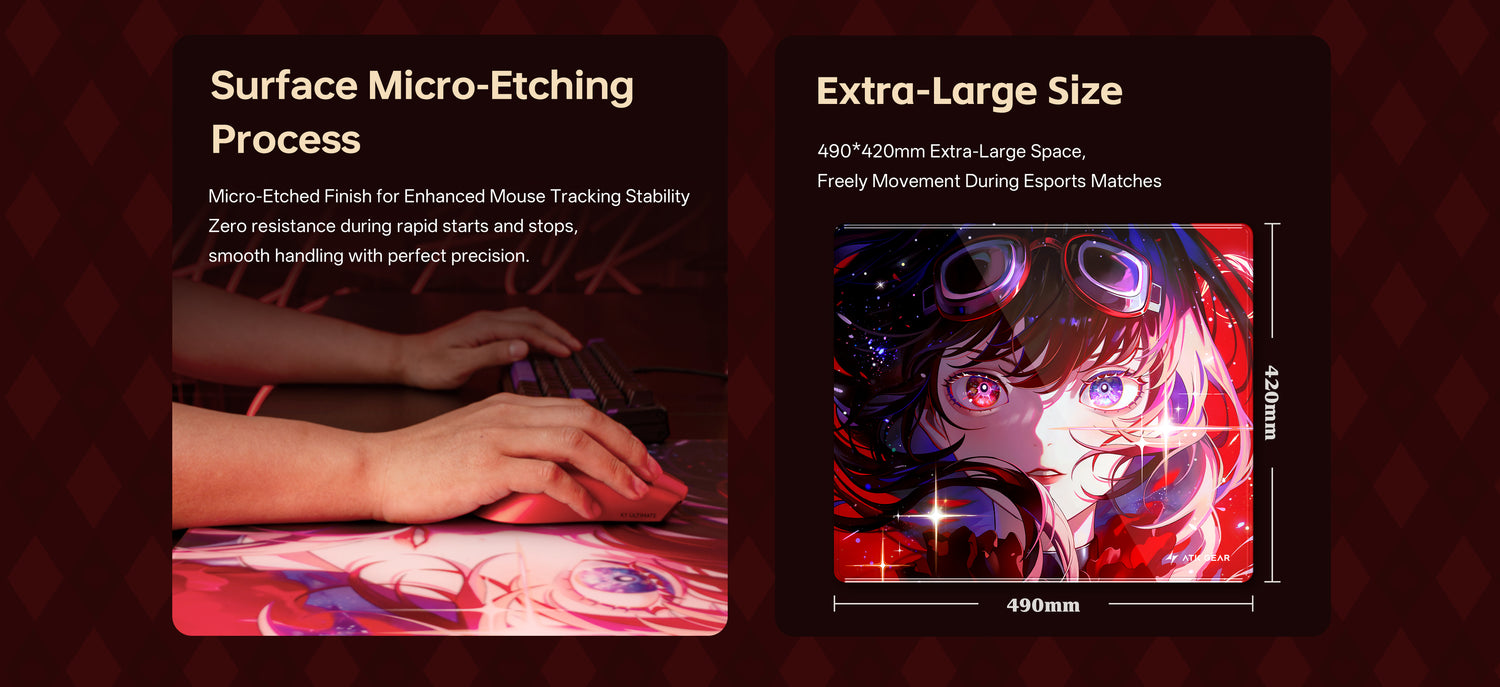 Tempered Glass Mouse Pad | Micro-Etched Anti-Slip 490x420mm