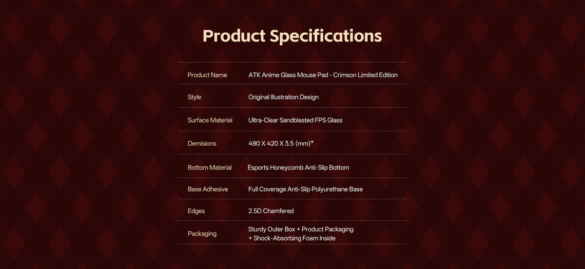 Tempered Glass Mouse Pad | Micro-Etched Anti-Slip 490x420mm