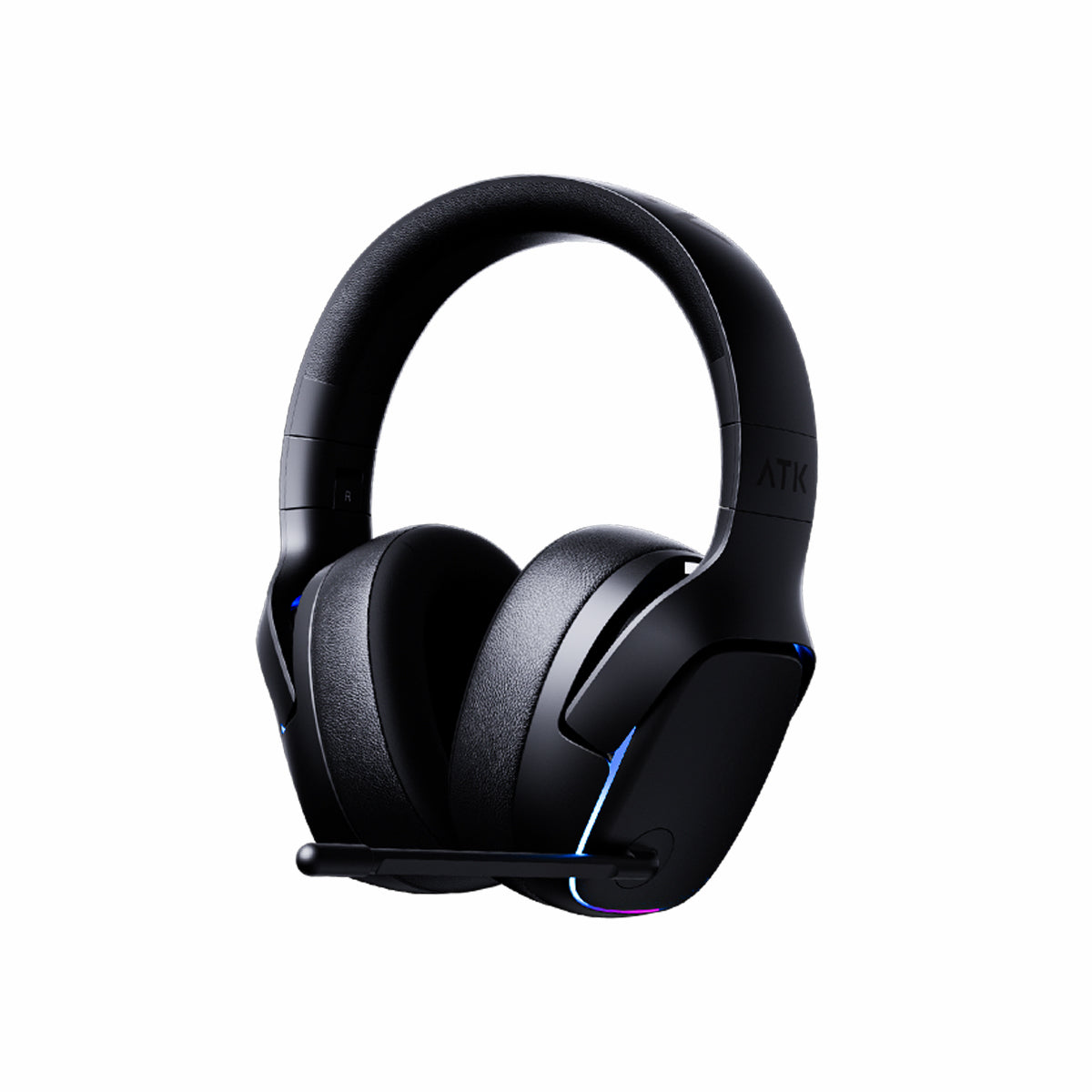 Black ATK Mercury I gaming headset with padded earcups, adjustable headband, and RGB lighting accents.