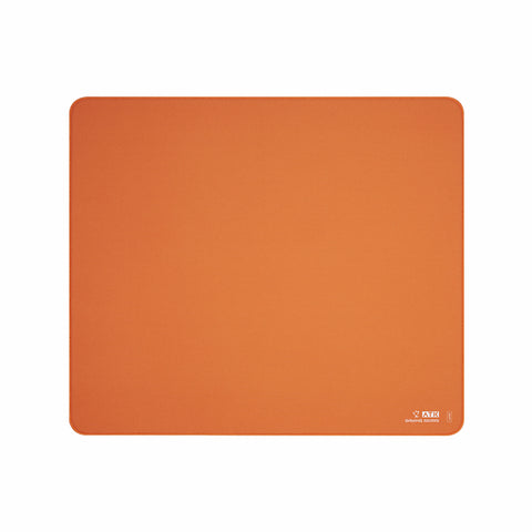 ATK Sky XSoft gaming mouse pad in orange with composite blend fiber weave surface and recessed edge.