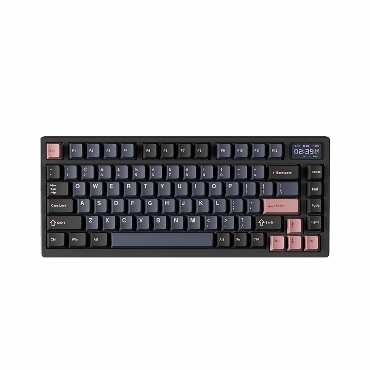 ATK VXE V75 PRO wireless mechanical keyboard in pinkish, with TFT color screen