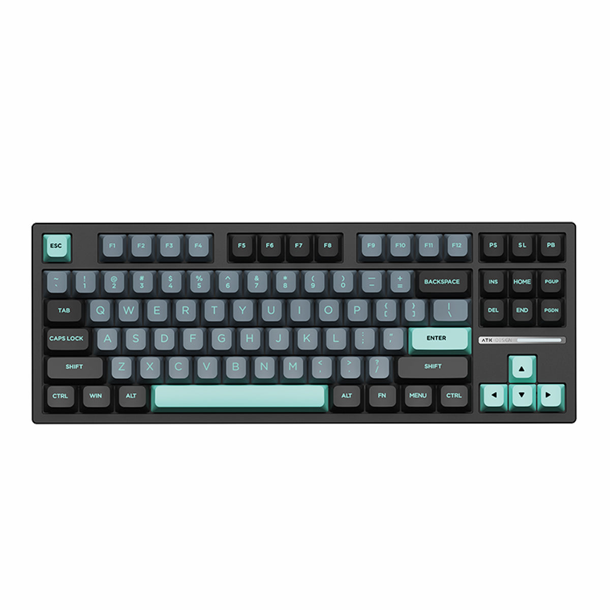 ATK Z87 Caribbean Blue wireless mechanical gaming keyboard with RGB lighting.