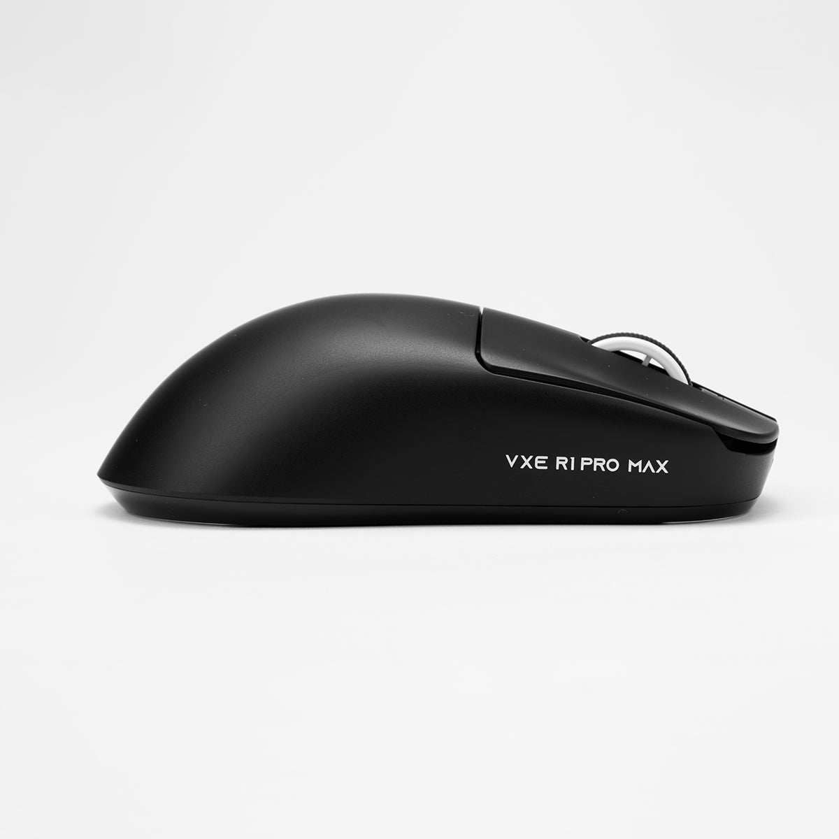 Black VXE R1 Pro Max wireless gaming mouse with ergonomic design, displayed on a white background.