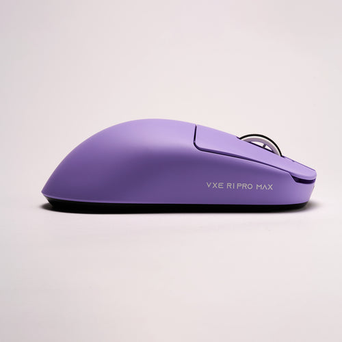 VXE R1 Pro Max wireless mouse in a light purple color, side profile view