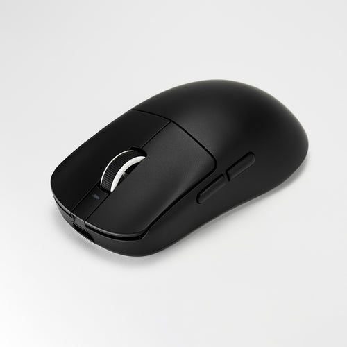 VXE Dragonfly R1 Series black wireless gaming mouse with textured scroll wheel and side buttons