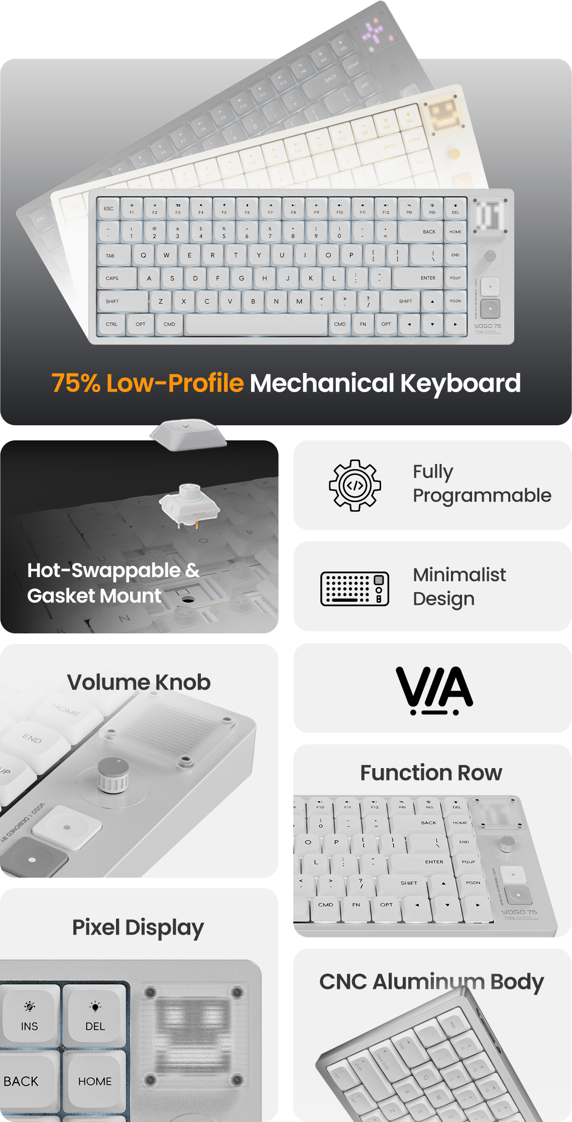 Low-Profile Mechanical Keyboard with Retro-Futurist Soul