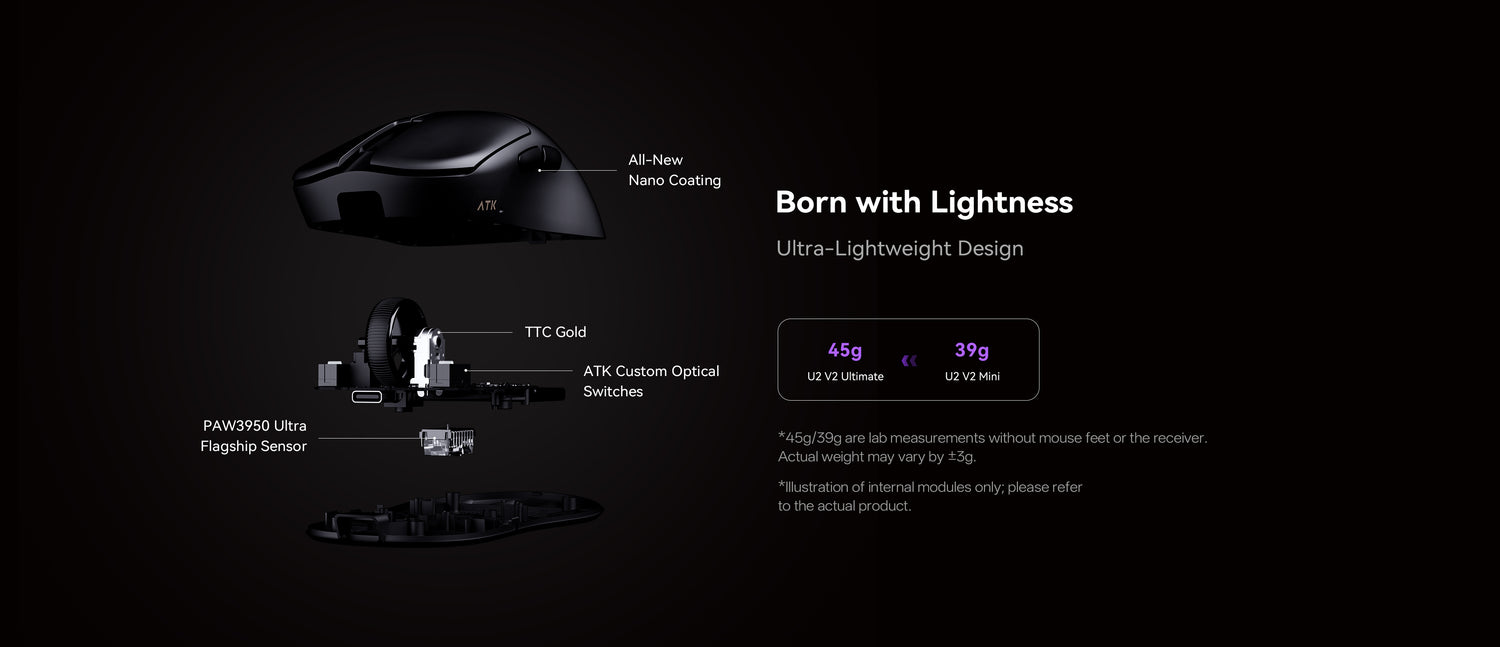 Superlight Wireless Gaming Mouse | 39-45g, PAW3950