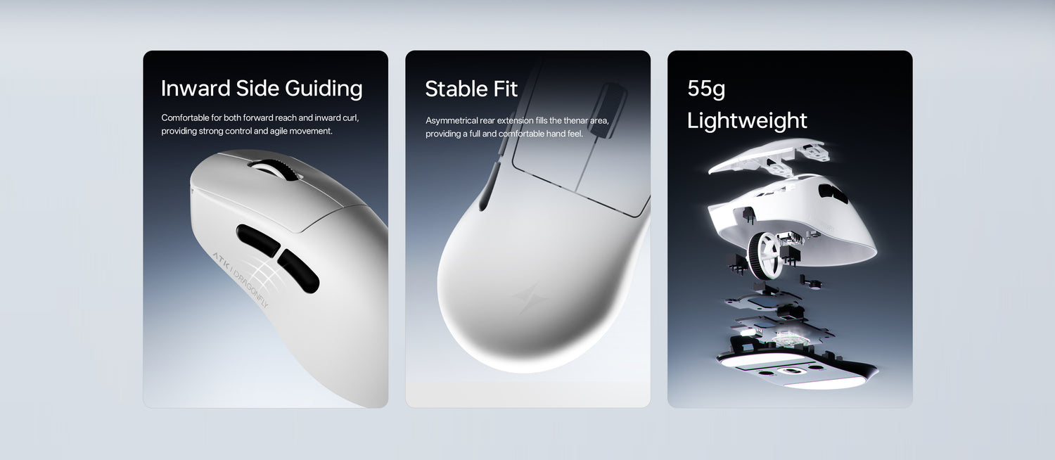 Lightweight Ergonomic Wireless Mouse | 55g, 125-8000Hz
