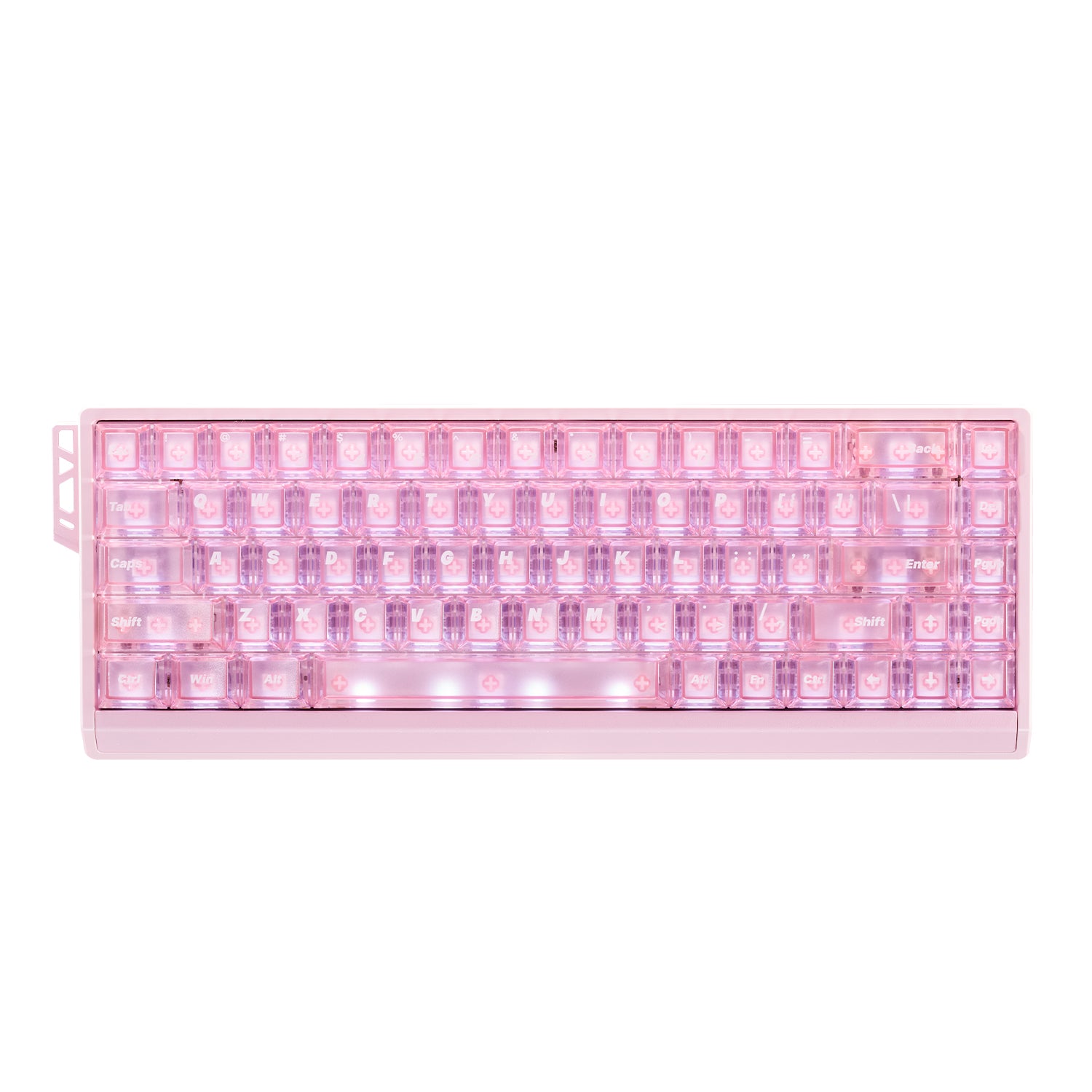 ATK 68 RX eSports Hall Effect Keyboard with frosted PC keycaps and pink case.