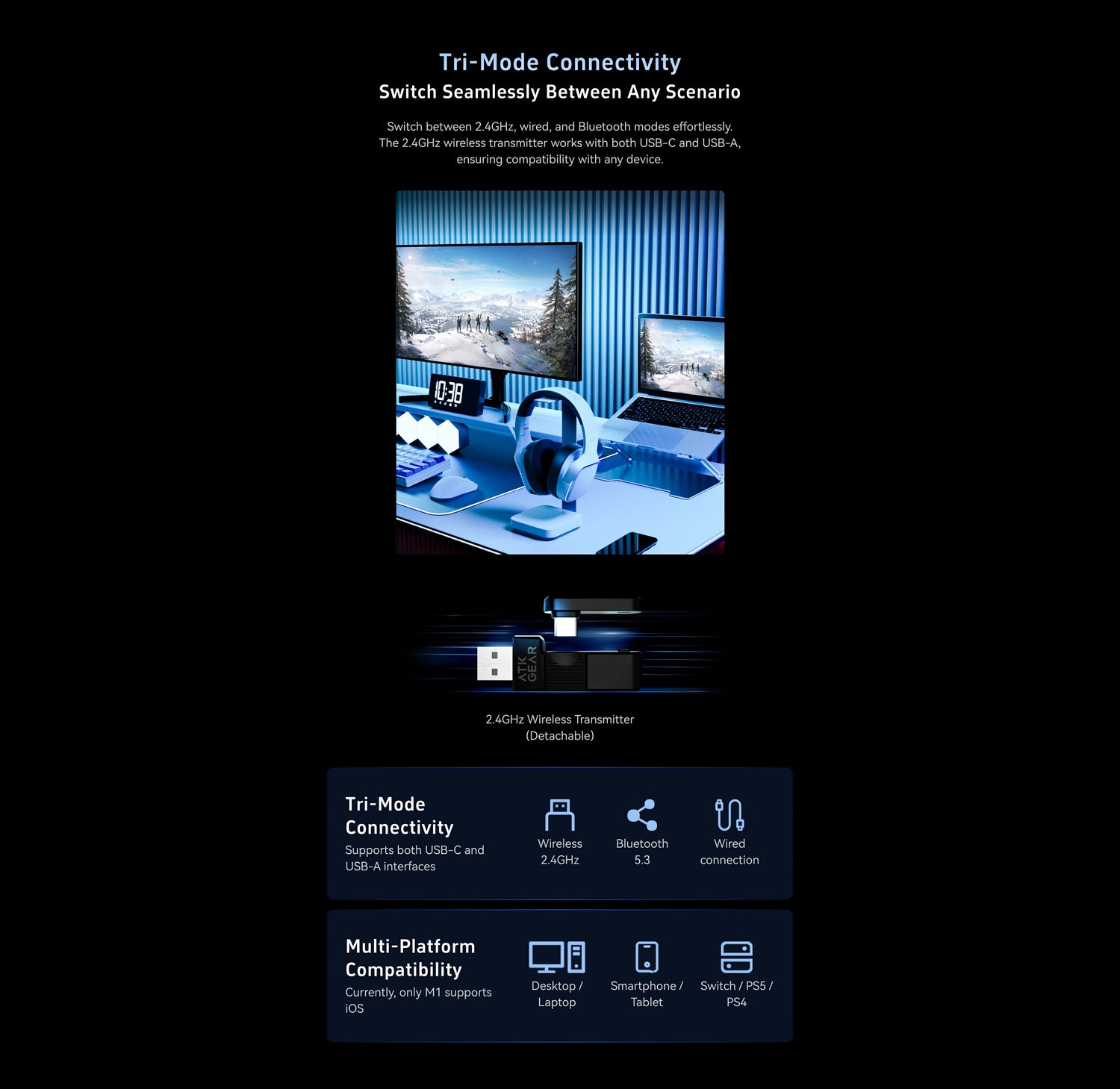 ATK Mercury I | Tri-mode Wireless Gaming Headset