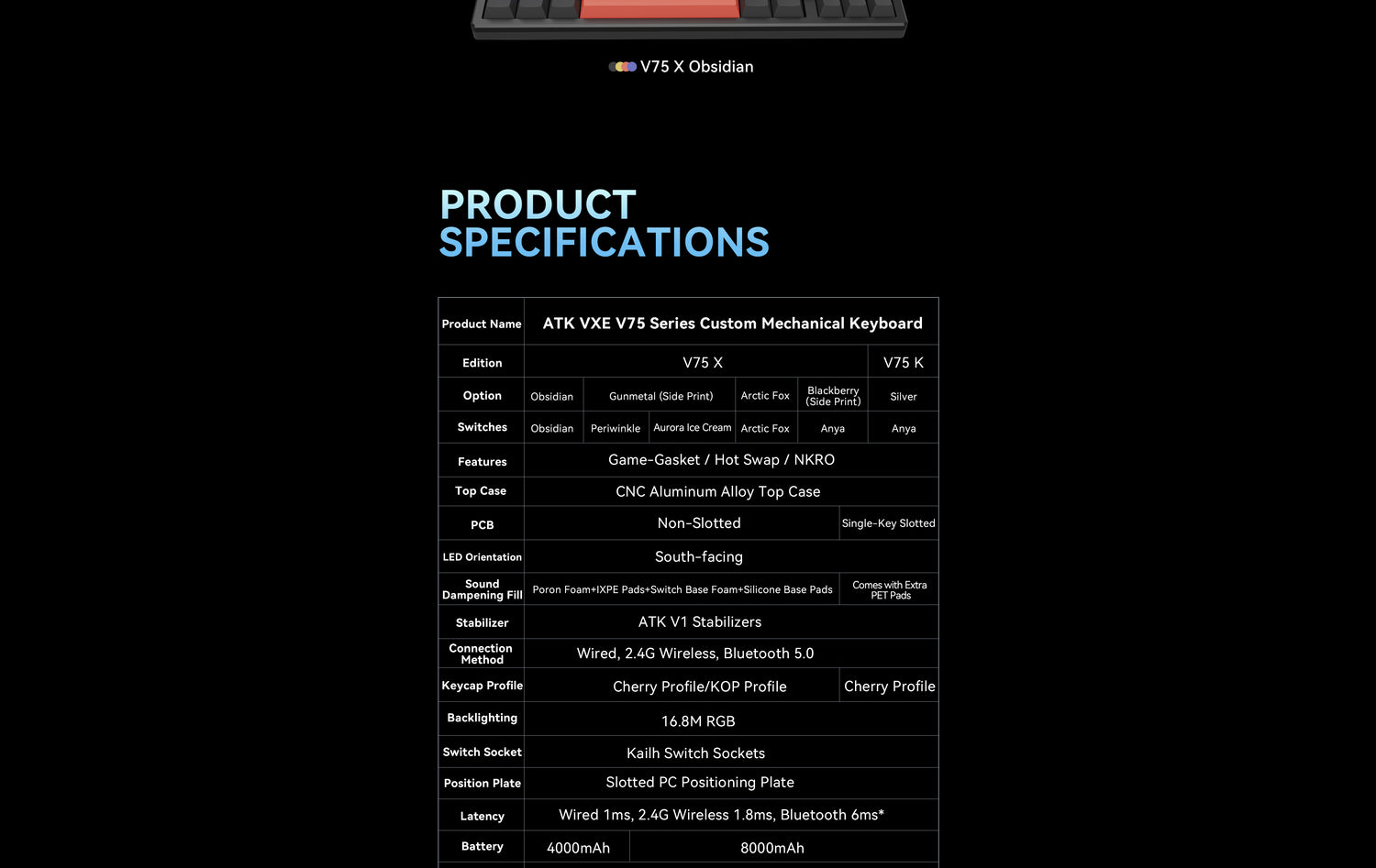 ATK V75X/K | Wireless Mechanical Gaming Keyboard