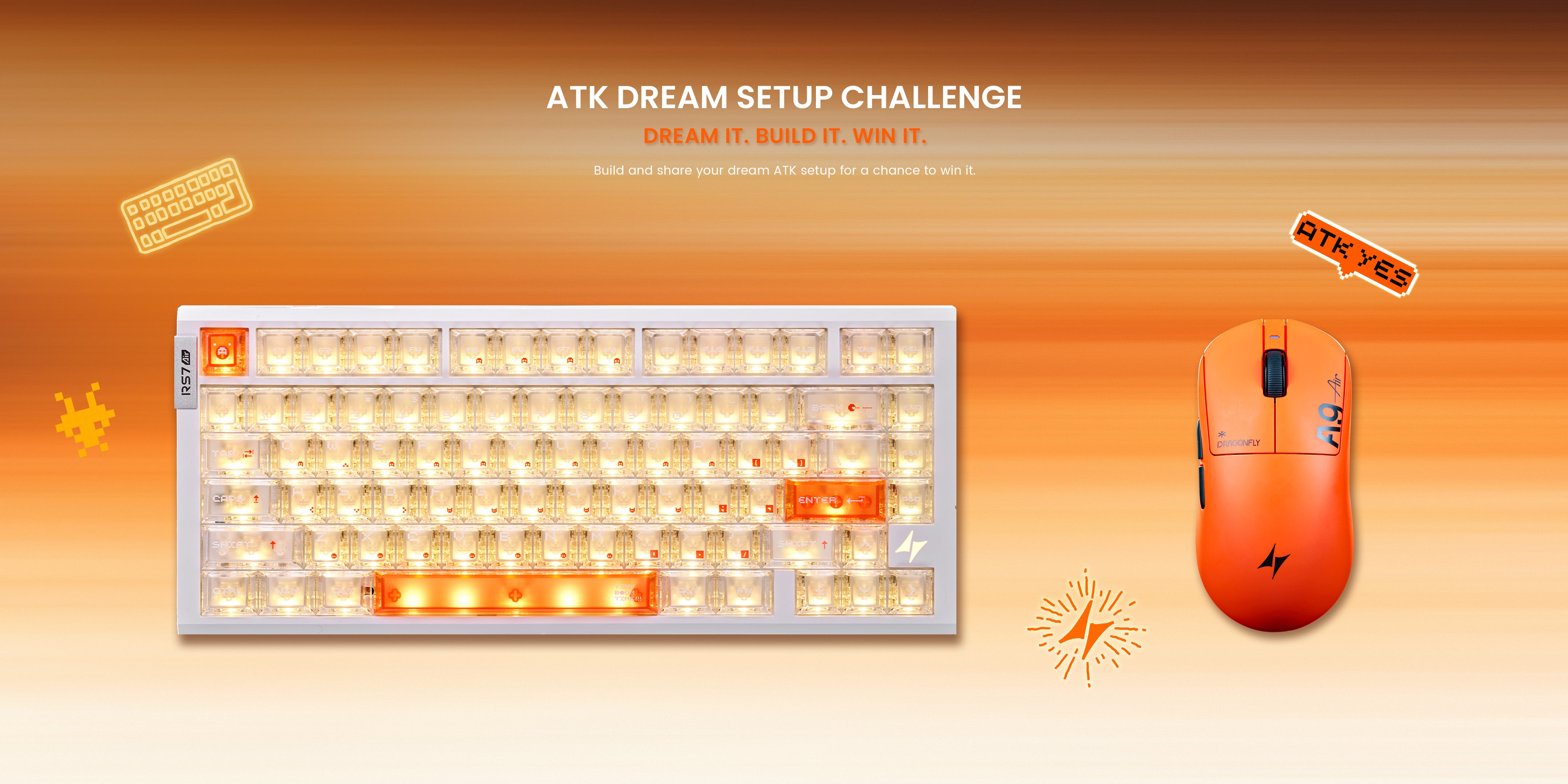 ATK Dream Setup Challenge banner featuring a keyboard and mouse